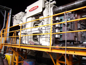 2,500 ton aluminum die casting machine (make: Toshiba)